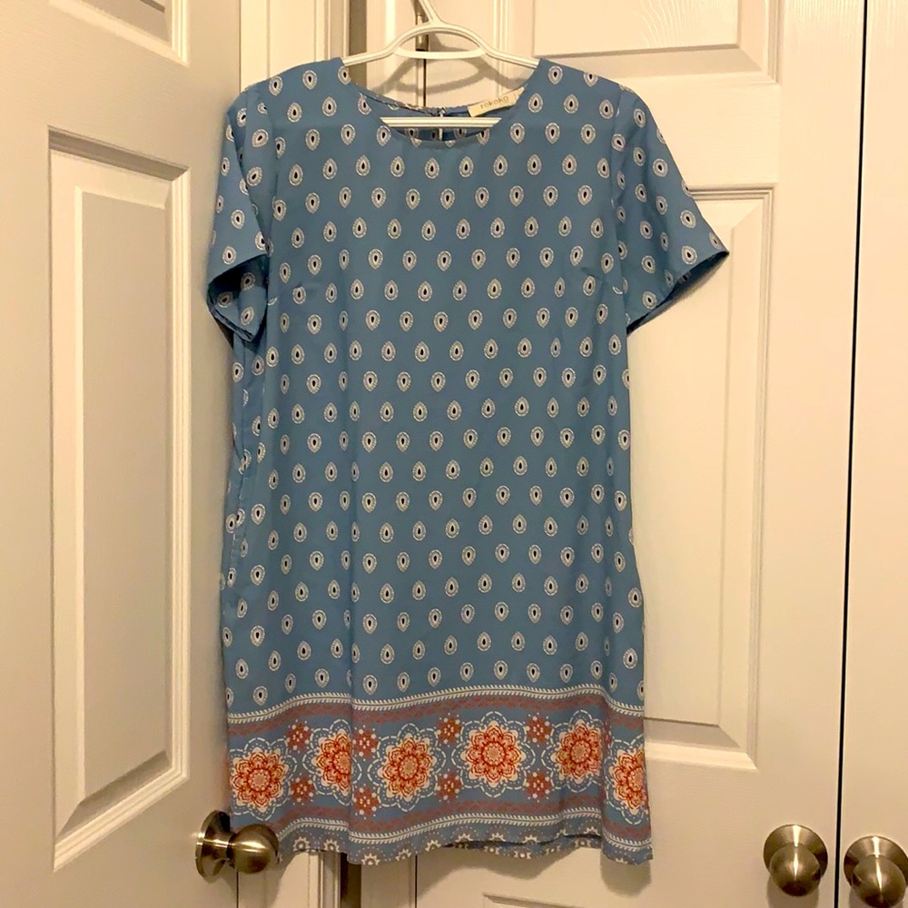 Light blue geometric boutique dress